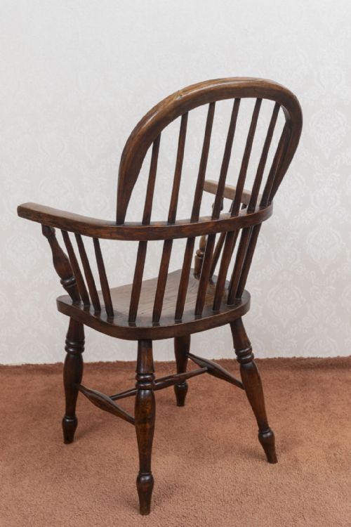VERY GOOD ANTIQUE CHILD'S WINDSOR CHAIR IN ASH - ADDITIONAL PHOTO 6