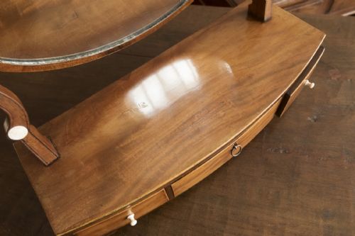 MAHOGANY BOW FRONT 'BOX' DRESSING MIRROR - ADDITIONAL PHOTO 4