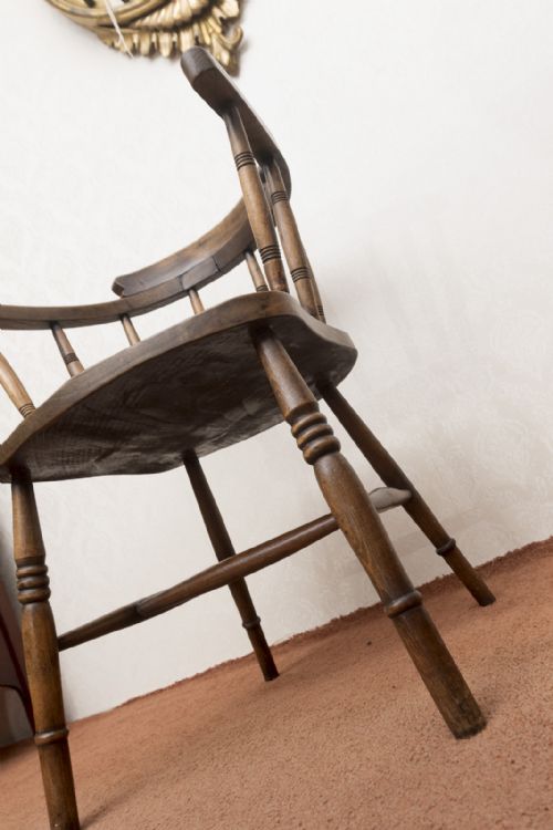 19TH CENTURY ASH SMOKERS BOW CHAIR - ADDITIONAL PHOTO 5