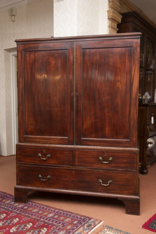 rare 18th century mahogany press cupboard in remarkable condition - CATEGORY: ANTIQUE CUPBOARDS - DATED 18TH CENTURY