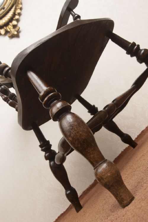 GOOD NINETEENTH CENTURY SMOKERS BOW CHAIR - ADDITIONAL PHOTO 6