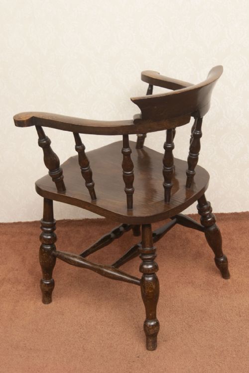 GOOD NINETEENTH CENTURY SMOKERS BOW CHAIR - ADDITIONAL PHOTO 7