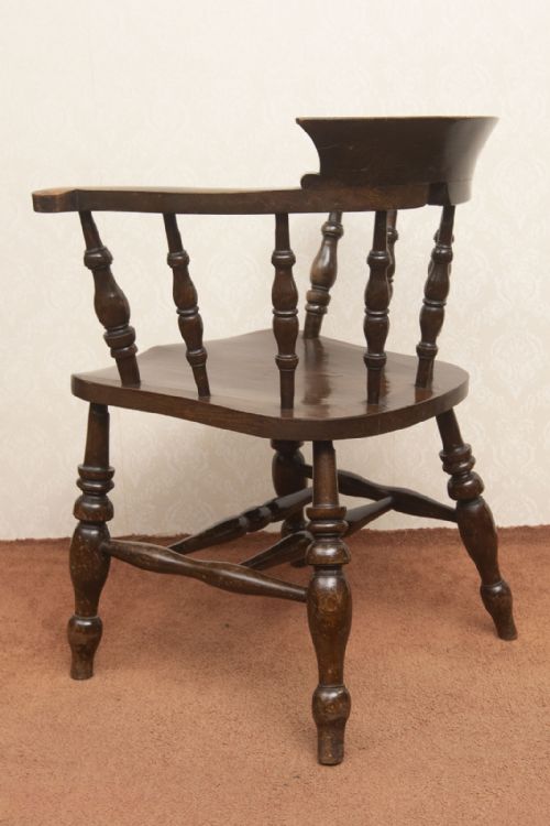 GOOD NINETEENTH CENTURY SMOKERS BOW CHAIR - ADDITIONAL PHOTO 8