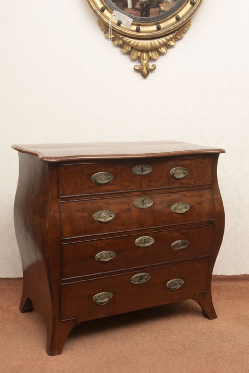 RARE 18TH CENTURY DUTCH BOMBE FOUR DRAWER CHEST - ADDITIONAL PHOTO 4