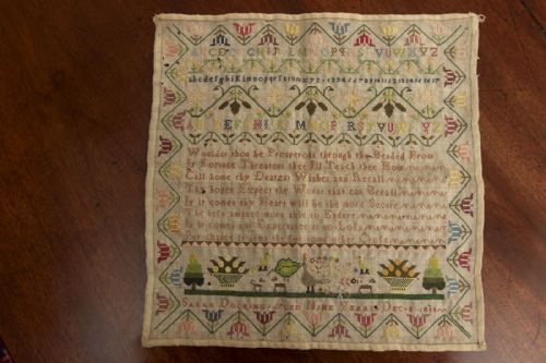 unframed sampler by sarah docking aged 9 december 8th 1800 - CATEGORY: ANTIQUE MISCELLANEOUS - DATED 1800