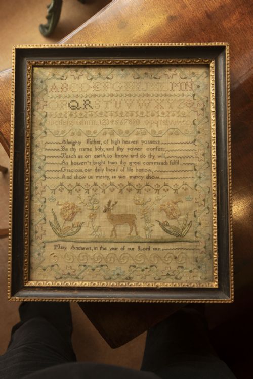 framed sampler by mary andrews dated 1815 - CATEGORY: ANTIQUE MISCELLANEOUS - DATED 19TH CENTURY