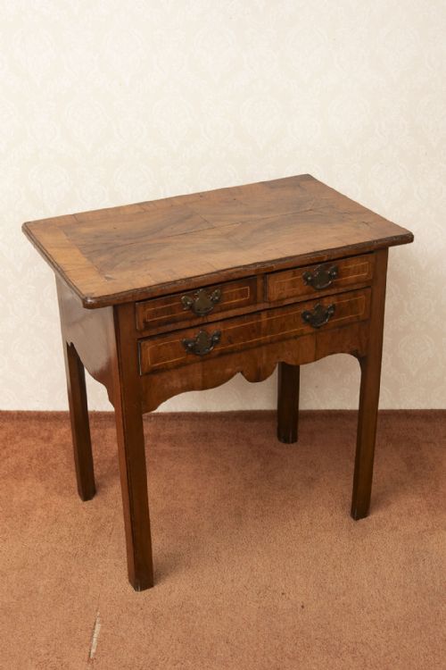 GEORGE III WALNUT LOW BOY WITH THREE DAWERS - ADDITIONAL PHOTO 1