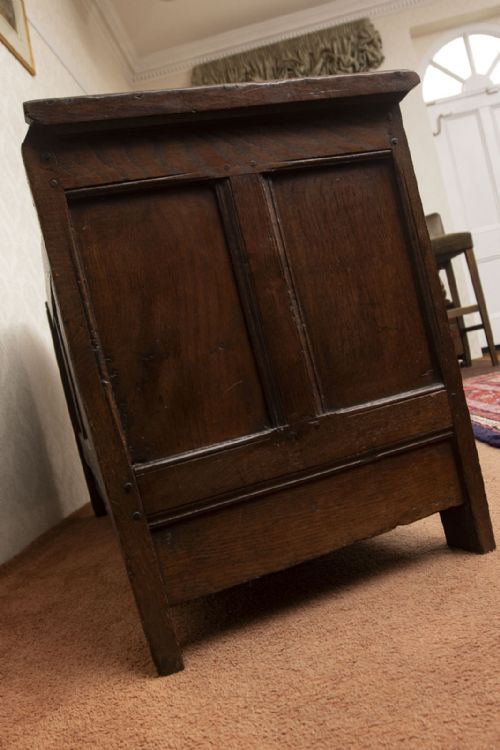 OAK COFFER OR MULE CHEST WITH INLAID PANELS - ADDITIONAL PHOTO 10
