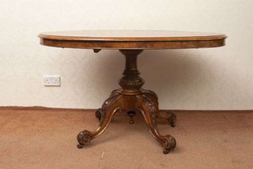 VICTORIAN OVAL LOO TABLE IN BURR WALNUT - ADDITIONAL PHOTO 1