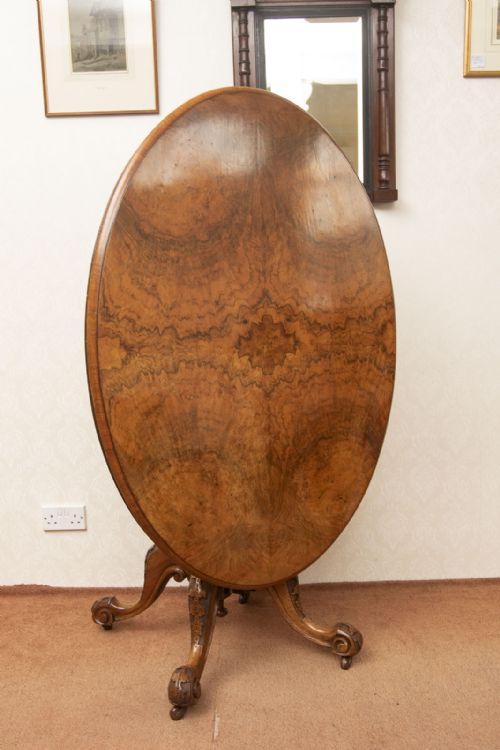 VICTORIAN OVAL LOO TABLE IN BURR WALNUT - ADDITIONAL PHOTO 8
