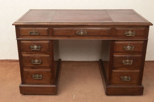 late nineteenth century oak twin pedastal desk - CATEGORY: ANTIQUE DESKS - DATED 19TH CENTURY