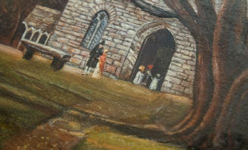 OIL ON CANVAS COUNTRY HOUSE LANDSCAPE AND FIGURES - ADDITIONAL PHOTO 2