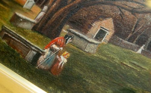 OIL ON CANVAS COUNTRY HOUSE LANDSCAPE AND FIGURES - ADDITIONAL PHOTO 5