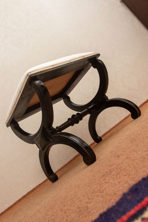 VICTORIAN EBONIZED AND GILT STOOL FROM THE AESTHETIC PERIOD - ADDITIONAL PHOTO 1