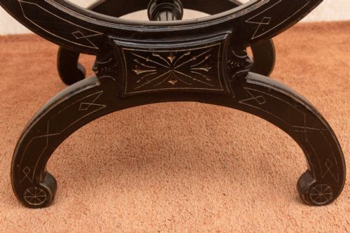 VICTORIAN EBONIZED AND GILT STOOL FROM THE AESTHETIC PERIOD - ADDITIONAL PHOTO 3