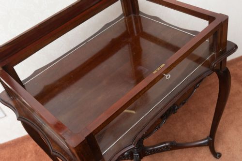 VICTORIAN MAHOGANY GLASS TOPPED DISPLAY CABINET - ADDITIONAL PHOTO 7