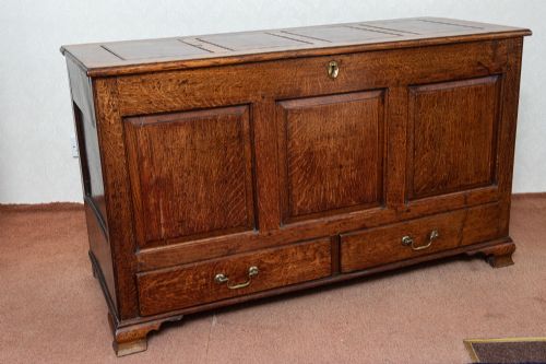 18TH CENTURY MULE CHEST WITH THREE FIELDED PANELS TO THE FRONT - ADDITIONAL PHOTO 3