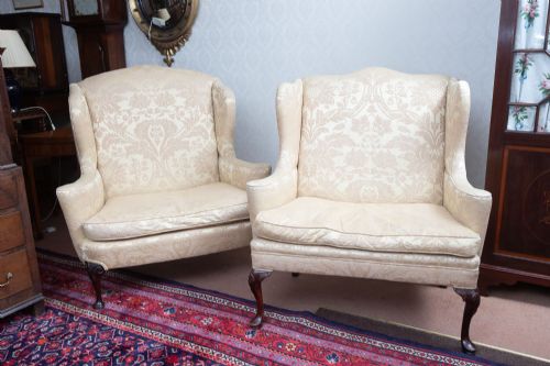 near pair of antique love seats - CATEGORY: ANTIQUE CHAIRS - DATED 19TH CENTURY