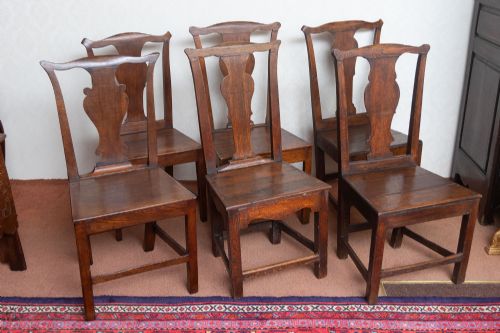 a set of six matched oak side chairs - CATEGORY: ANTIQUE CHAIRS - DATED 18TH CENTURY