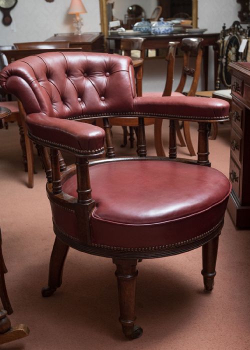 MAHOGANY UPHOLSTERED DESK CHAIR - ADDITIONAL PHOTO 1