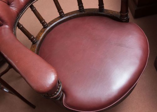 MAHOGANY UPHOLSTERED DESK CHAIR - ADDITIONAL PHOTO 3
