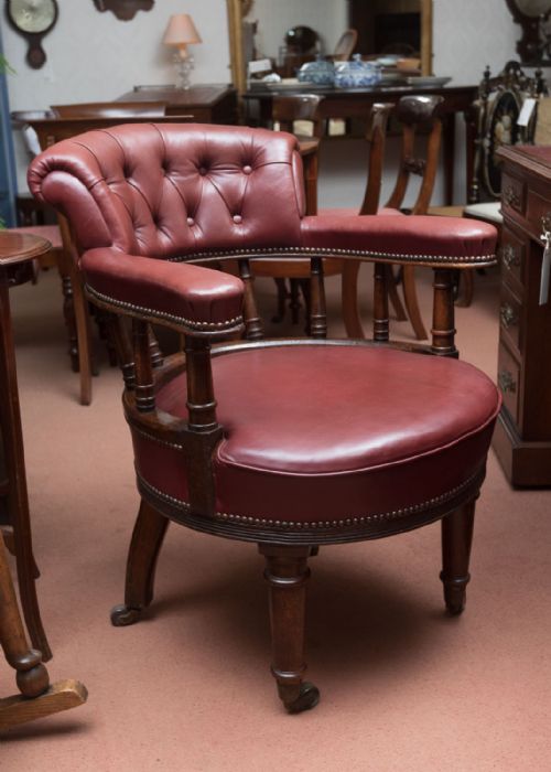 MAHOGANY UPHOLSTERED DESK CHAIR - ADDITIONAL PHOTO 6