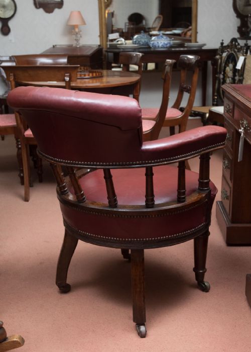 MAHOGANY UPHOLSTERED DESK CHAIR - ADDITIONAL PHOTO 7