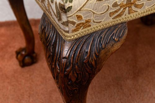 WELL CARVED WALNUT CABRIOLE LEG STOOL - ADDITIONAL PHOTO 3