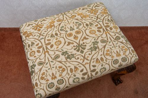 WELL CARVED WALNUT CABRIOLE LEG STOOL - ADDITIONAL PHOTO 5