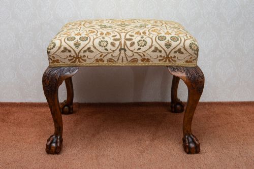 WELL CARVED WALNUT CABRIOLE LEG STOOL - ADDITIONAL PHOTO 6