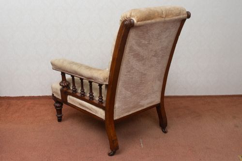 NEAR PAIR OF VICTORIAN FIRESIDE CHAIRS IN UNRESTORED CONDITION - ADDITIONAL PHOTO 11