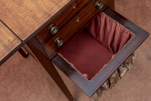 VERY PRETTY INLAID MAHOGANY WORK TABLE - ADDITIONAL PHOTO 3