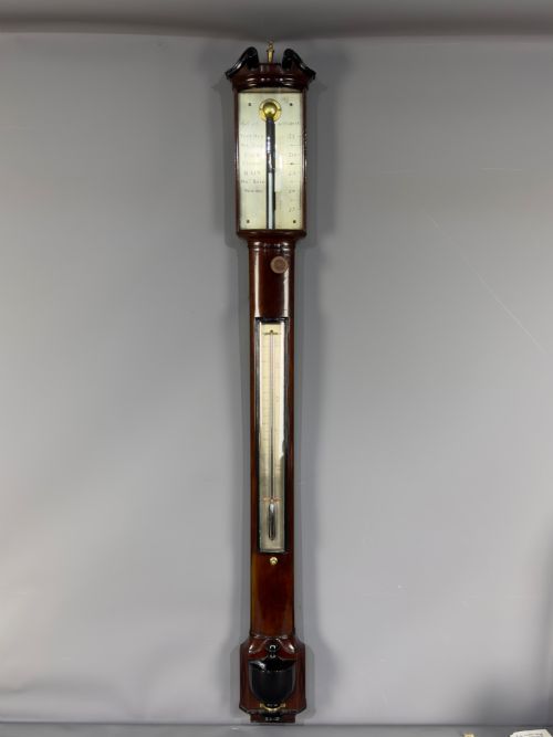 Exquisite Bow Front Mahogany Stick Barometer - Gill And Co London