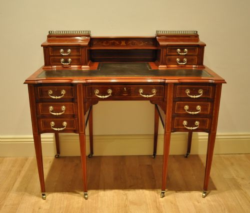 A Fine Maple and Co Mahogany Marquetry Desk Circa 1890.