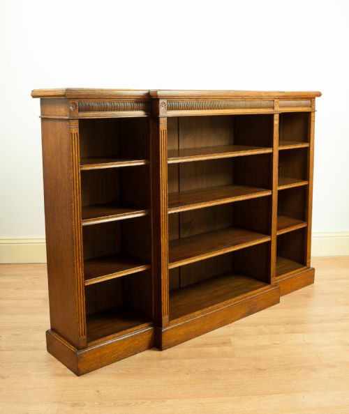 fig 1. A Victorian Oak Breakfront Open Bookcase, circa 1890.