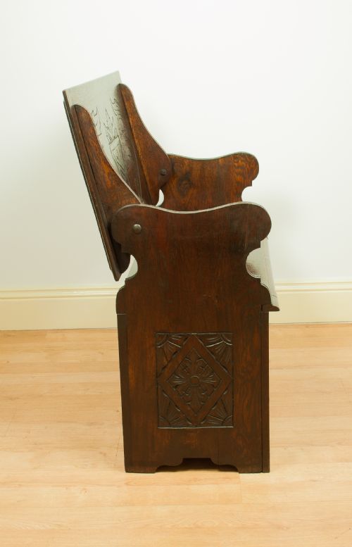fig 2. Carved Oak Monks Bench/Hall Bench c.1900