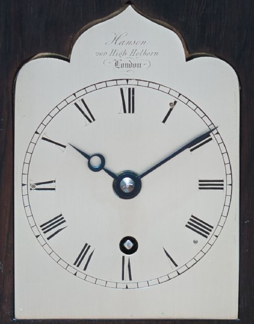 fig 2. A fine quality small sized rosewood mantel clock by Charles Hanson, High Holborn, London.