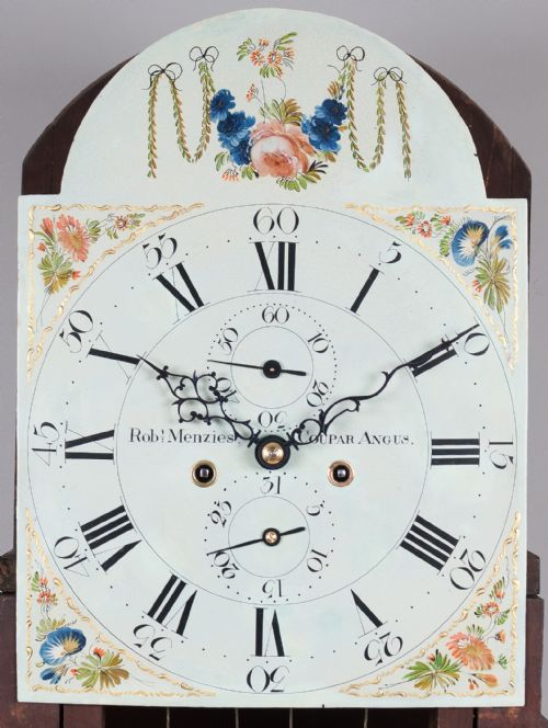 fig 2. Robert Menzies of Coupar Angus - Mahogany Grandfather/Longcase clock circa 1800.