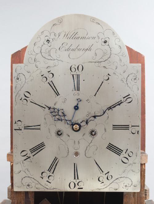 fig 1. A fine quality flame mahogany longcase clock by John Williamson of Edinburgh c.1790