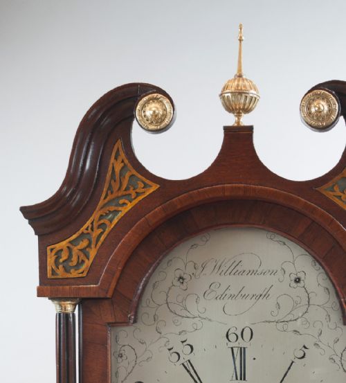 fig 4. A fine quality flame mahogany longcase clock by John Williamson of Edinburgh c.1790