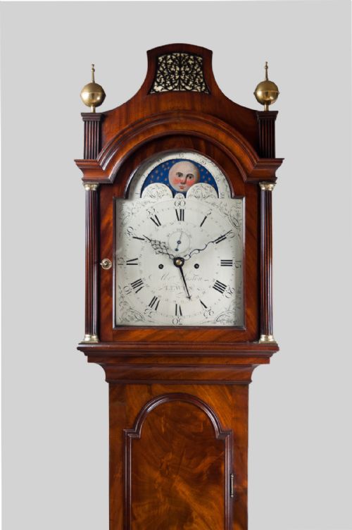 fig 1. A fine quality Georgian mahogany longcase/grandfather clock by Abraham Weston of Lewes.