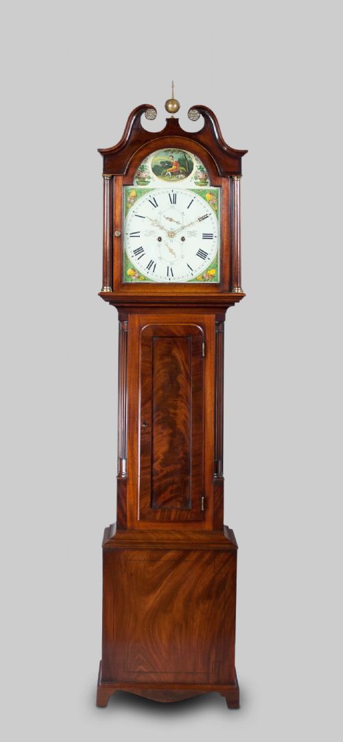 fig 1. Flame Mahogany Longcase / Grandfather Clock By Young of Perth. c.1830