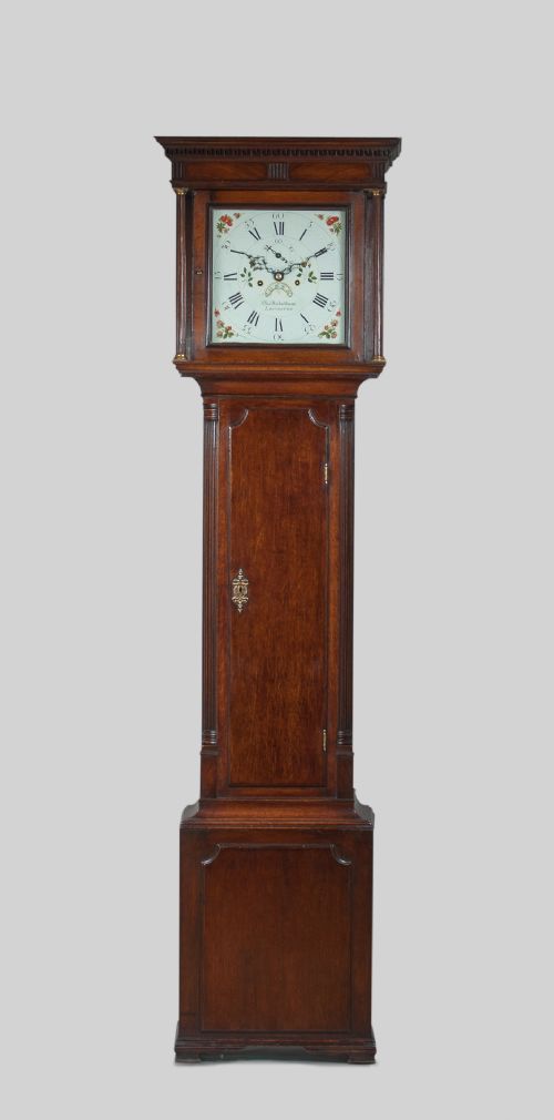 fig 1. GEORGIAN OAK LONGCASE / GRANDFATHER CLOCK BY ROWBOTHAM OF LEICESTER