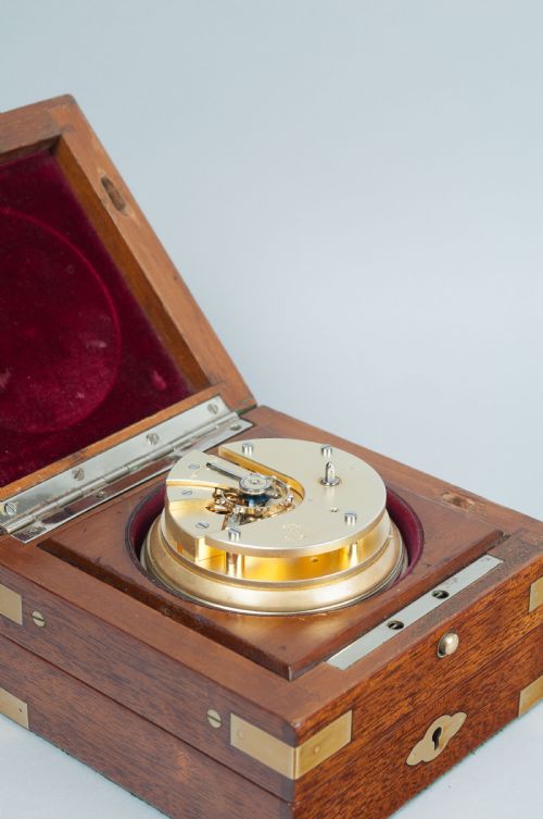 fig 1. A Mahogany Cased Deck Watch Chronometer By Ulysse Nardin, c.1937.