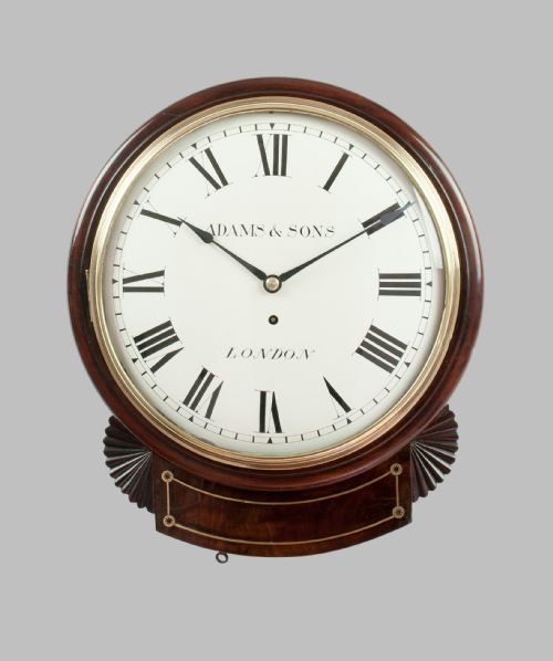 A Mahogany Drop Dial Fusee Wall Clock by Adams & Sons, London C.1840