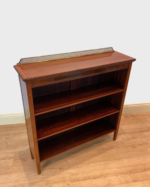 Mahogany Inlaid Open Bookcase C.1900