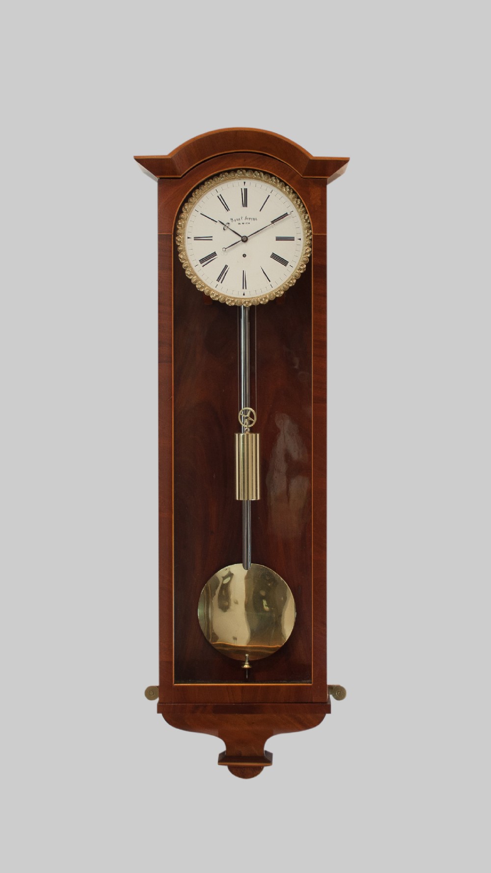 A FLAME MAHOGANY BIEDERMEIER VIENNA WALL REGULATOR, CIRCA 1850