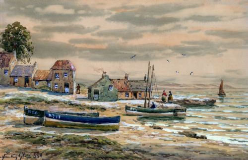 fig 1. JOHN HAMILTON GLASS SSA Signed Original Scottish Watercolour Painting Buckhaven Coastal Seascape