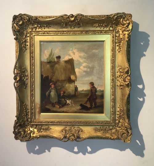 Attributed Edmund Bristow Original Antique English School Oil Painting "Mouse Trap" Framed with Provenance Verso