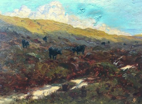 Tom (Thomas James) Lloyd Rws Signed Original Oil Painting, Highland Cattle Scene